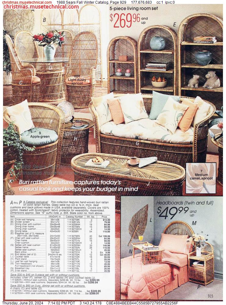 1988 Sears Fall Winter Catalog, Page 929
