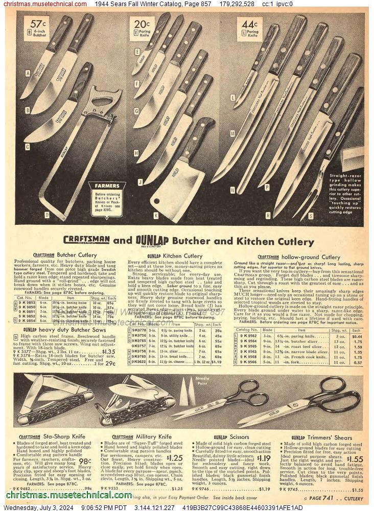1944 Sears Fall Winter Catalog, Page 857