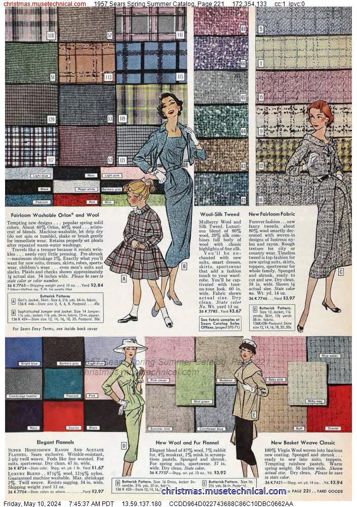 1957 Sears Spring Summer Catalog, Page 221