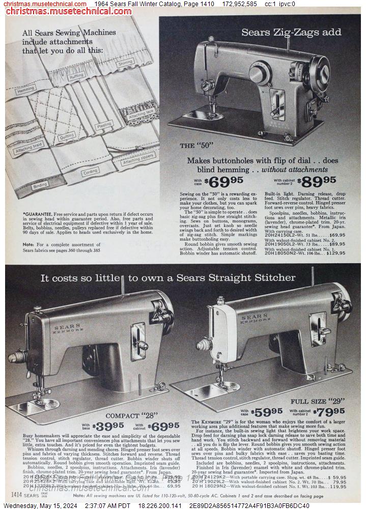 1964 Sears Fall Winter Catalog, Page 1410