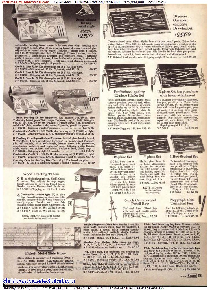 1969 Sears Fall Winter Catalog, Page 863