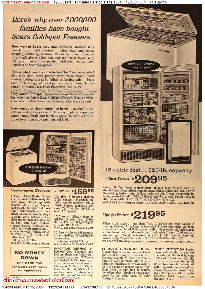 1963 Sears Fall Winter Catalog, Page 1331