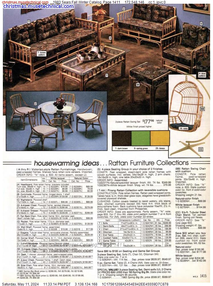 1983 Sears Fall Winter Catalog, Page 1411