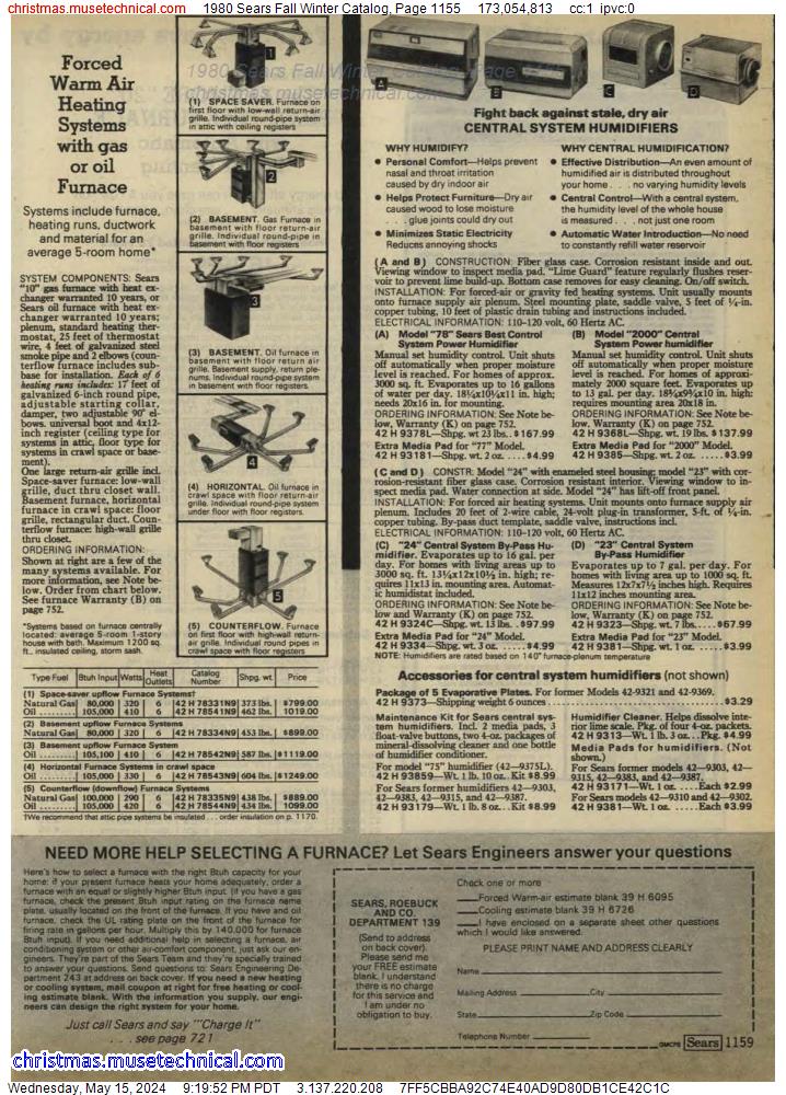 1980 Sears Fall Winter Catalog, Page 1155