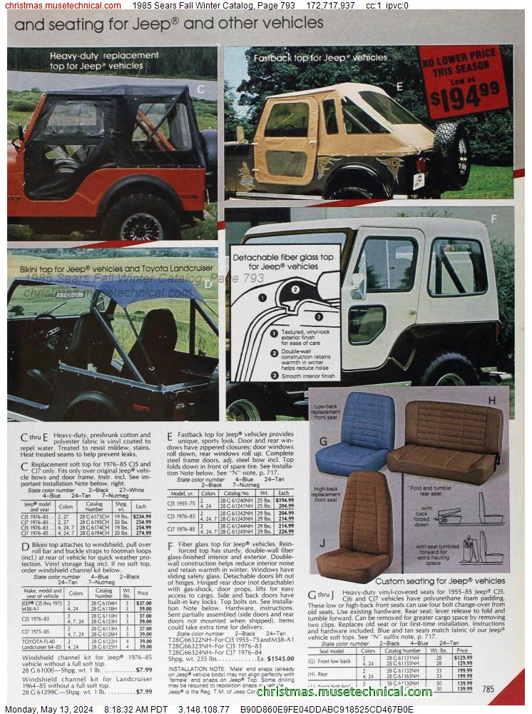 1985 Sears Fall Winter Catalog, Page 793