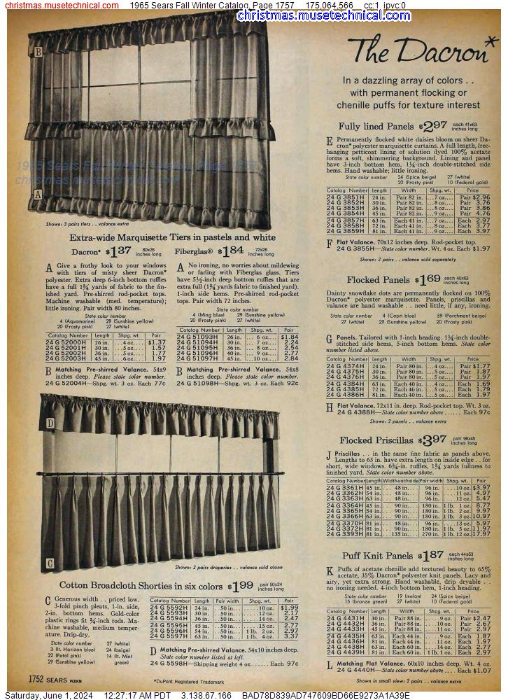1965 Sears Fall Winter Catalog, Page 1757