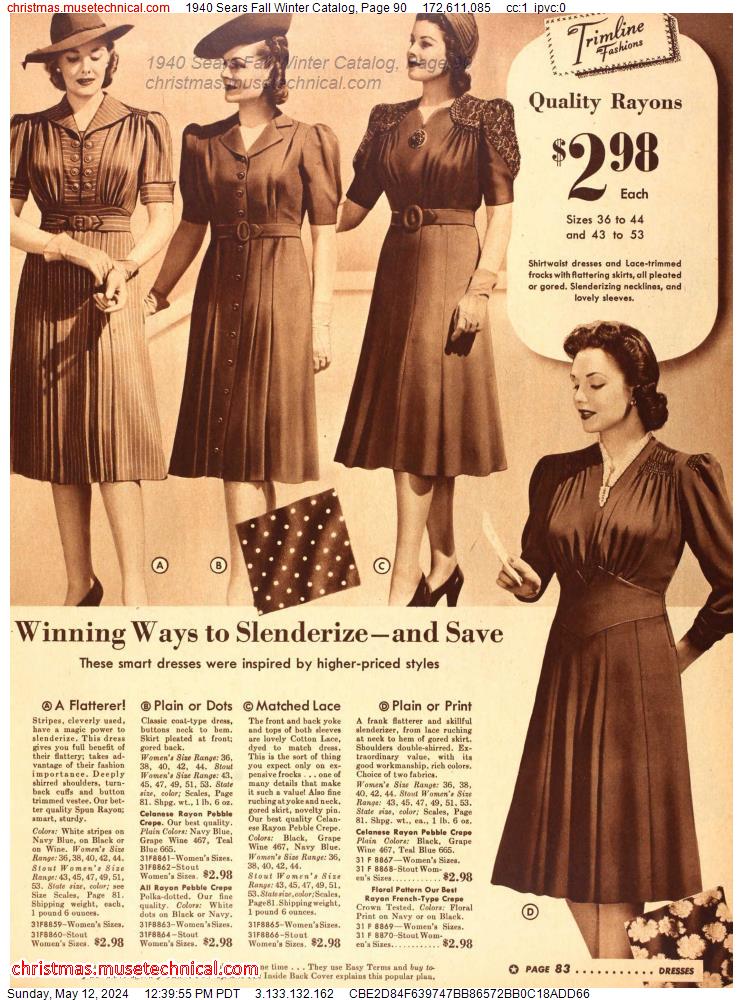 1940 Sears Fall Winter Catalog, Page 90