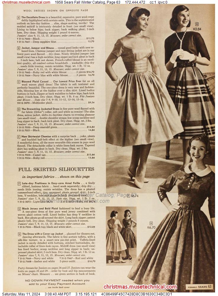1958 Sears Fall Winter Catalog, Page 63