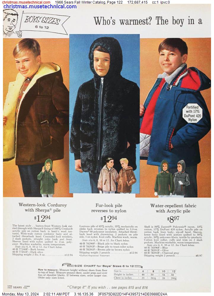 1966 Sears Fall Winter Catalog, Page 122