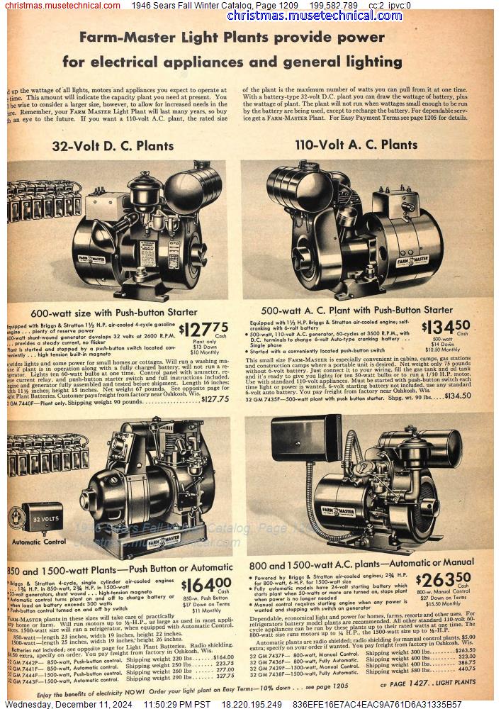 1946 Sears Fall Winter Catalog, Page 1209