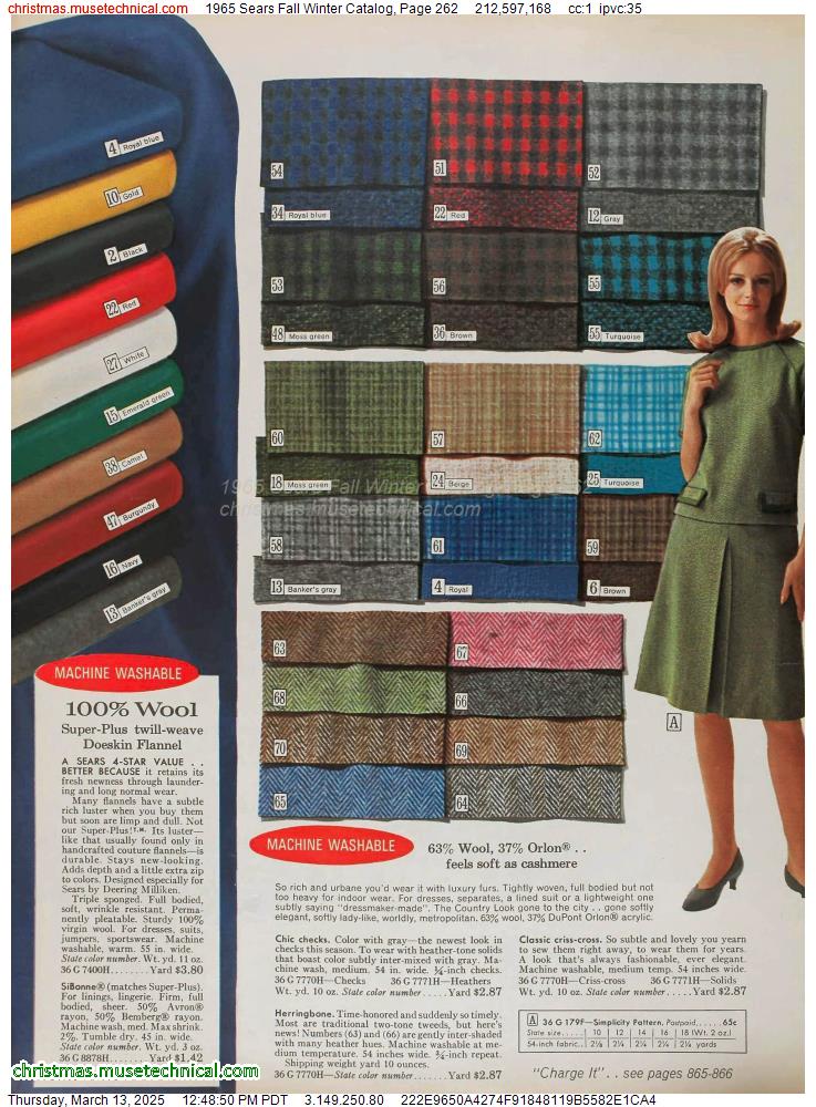 1965 Sears Fall Winter Catalog, Page 262