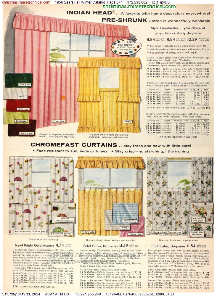 1956 Sears Fall Winter Catalog, Page 874