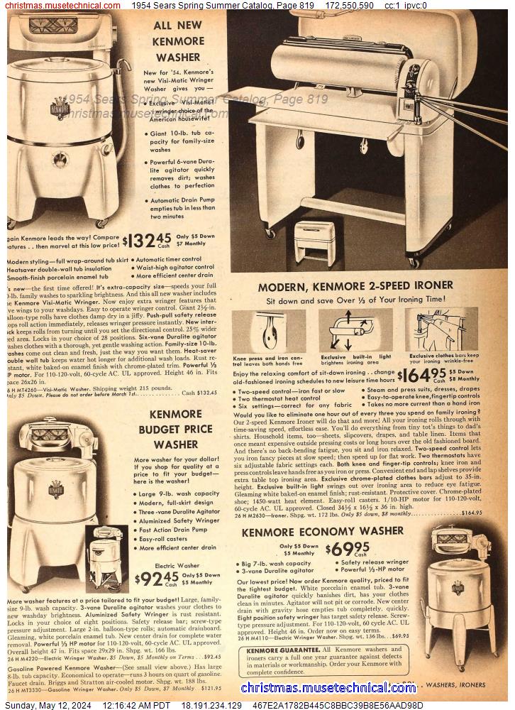1954 Sears Spring Summer Catalog, Page 819