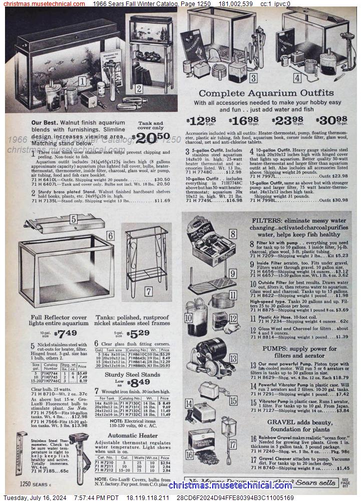 1966 Sears Fall Winter Catalog, Page 1250