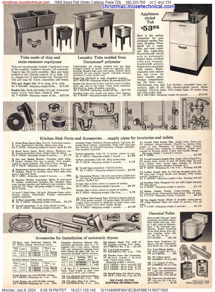 1969 Sears Fall Winter Catalog, Page 729