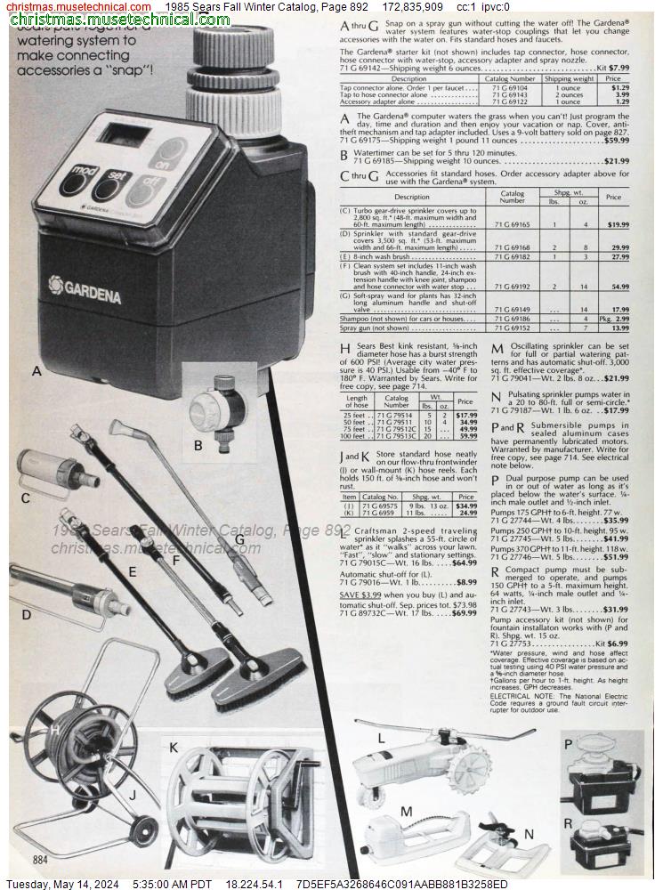 1985 Sears Fall Winter Catalog, Page 892