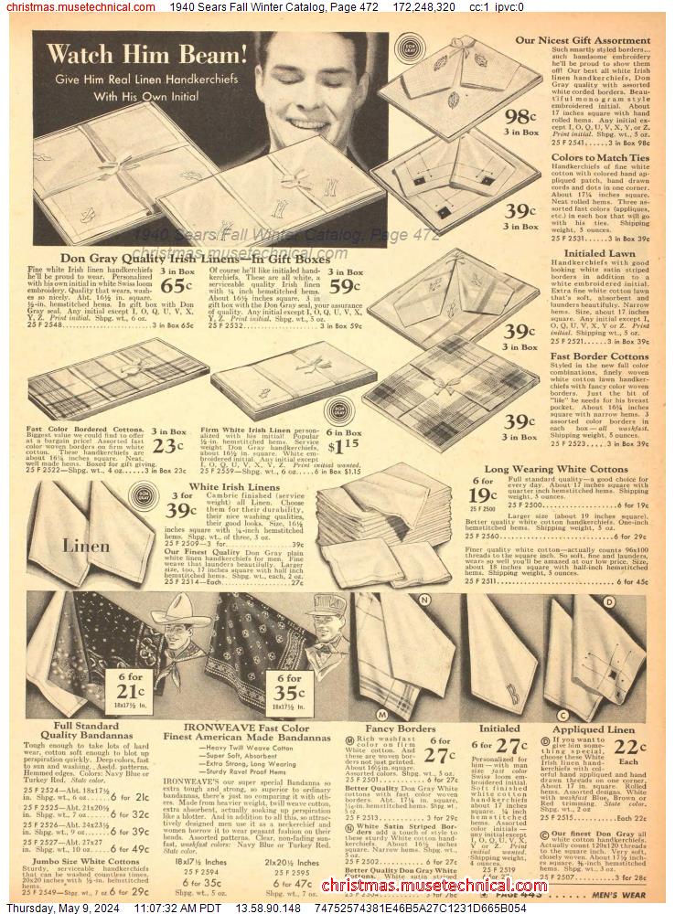 1940 Sears Fall Winter Catalog, Page 472