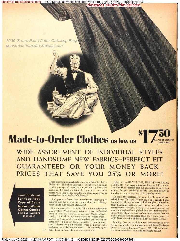 1939 Sears Fall Winter Catalog, Page 419