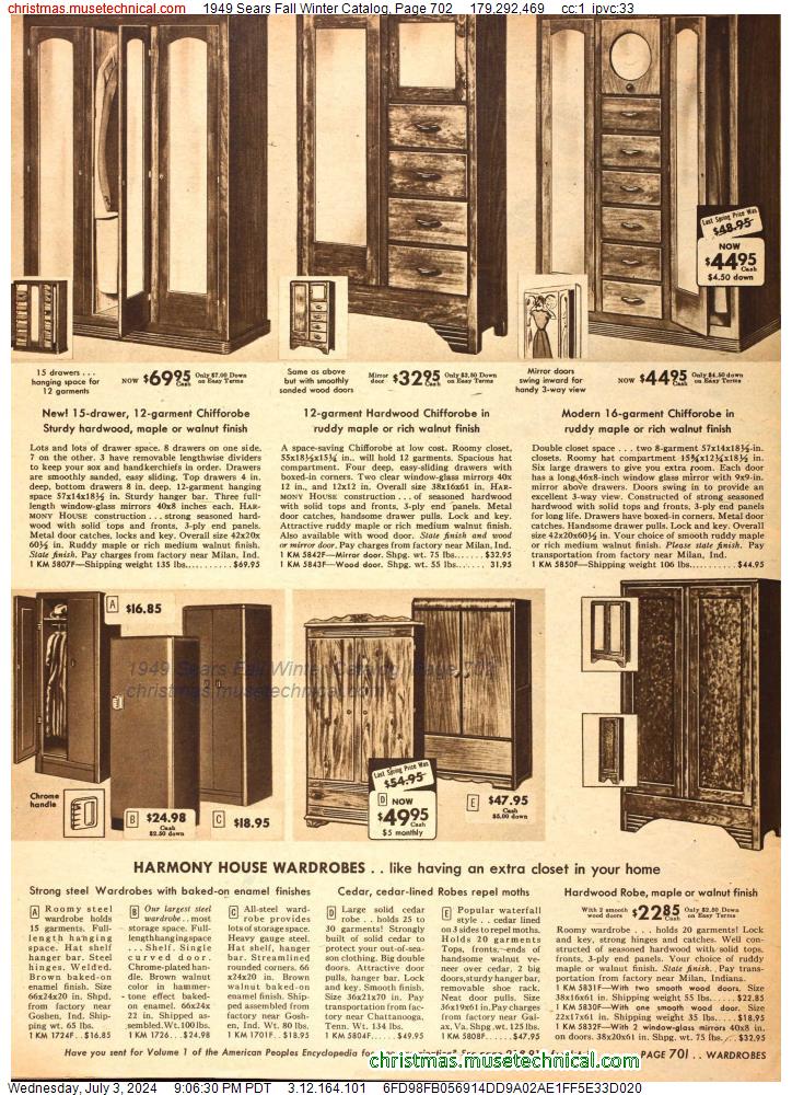 1949 Sears Fall Winter Catalog, Page 702