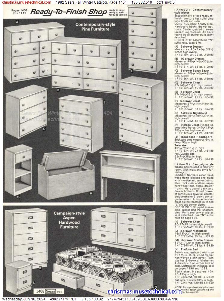 1982 Sears Fall Winter Catalog, Page 1404