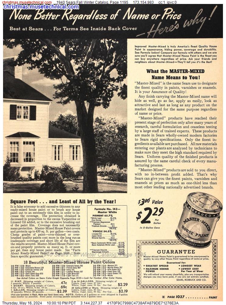 1940 Sears Fall Winter Catalog, Page 1195