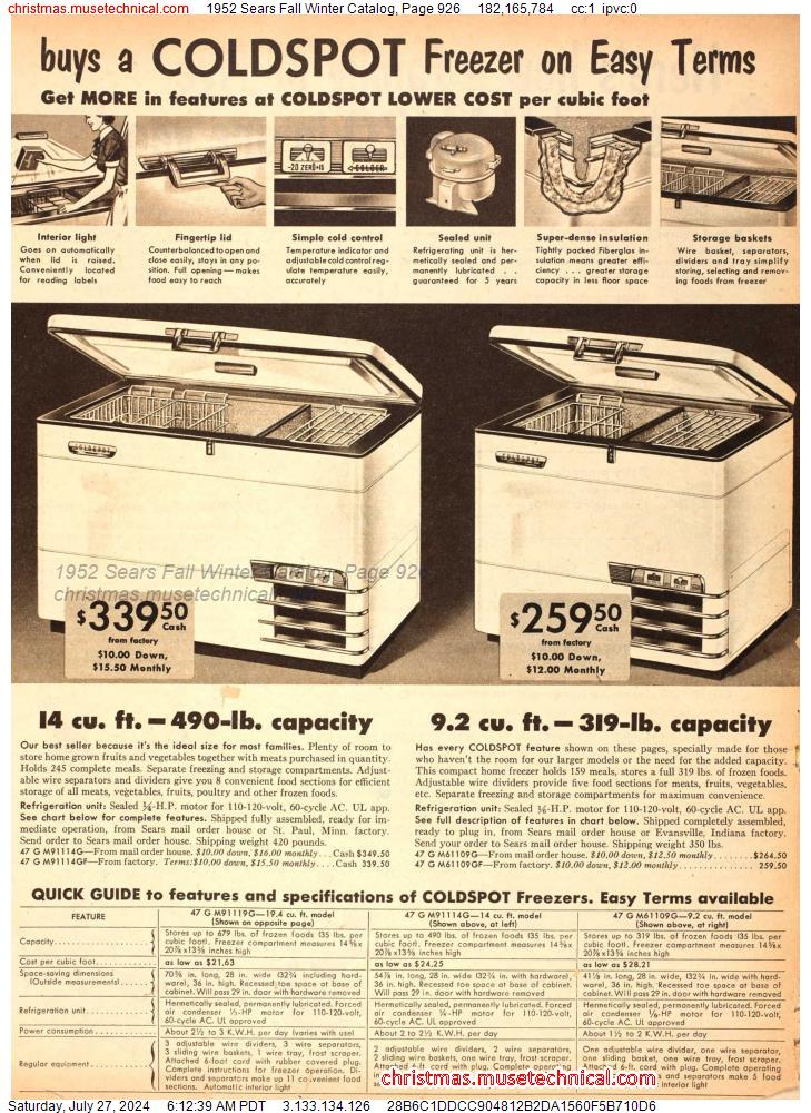 1952 Sears Fall Winter Catalog, Page 926