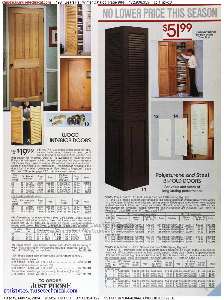 1984 Sears Fall Winter Catalog, Page 984
