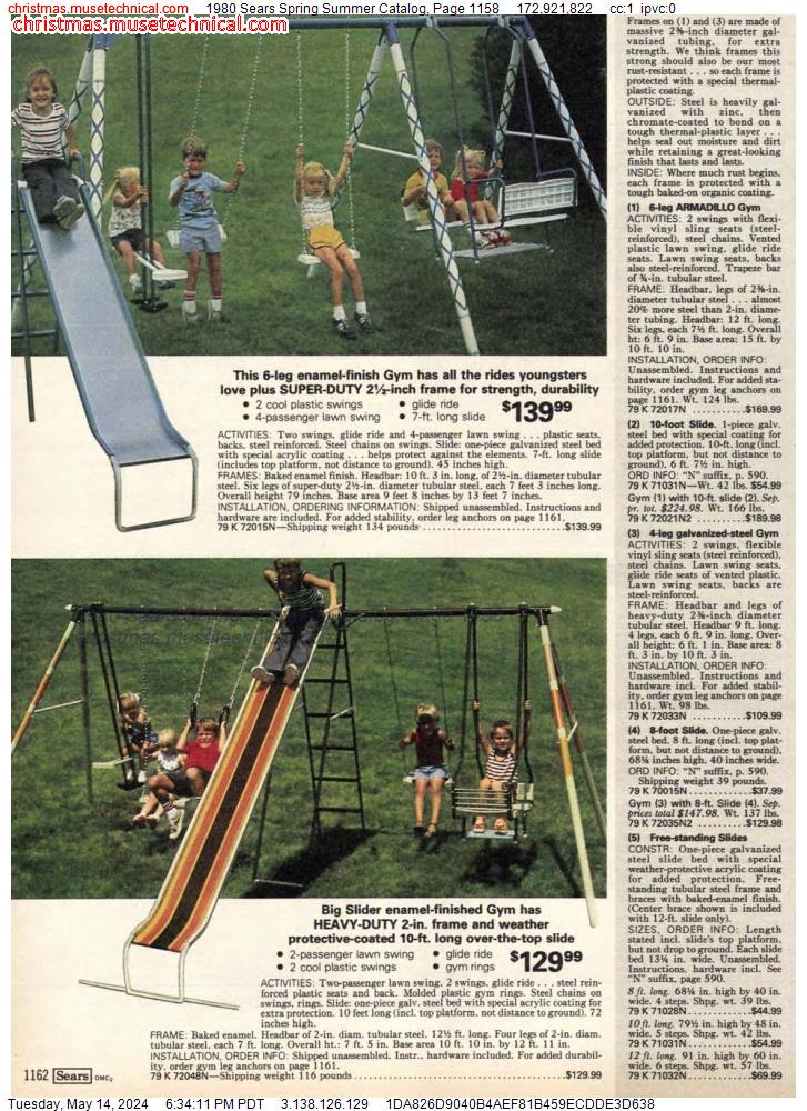 1980 Sears Spring Summer Catalog, Page 1158