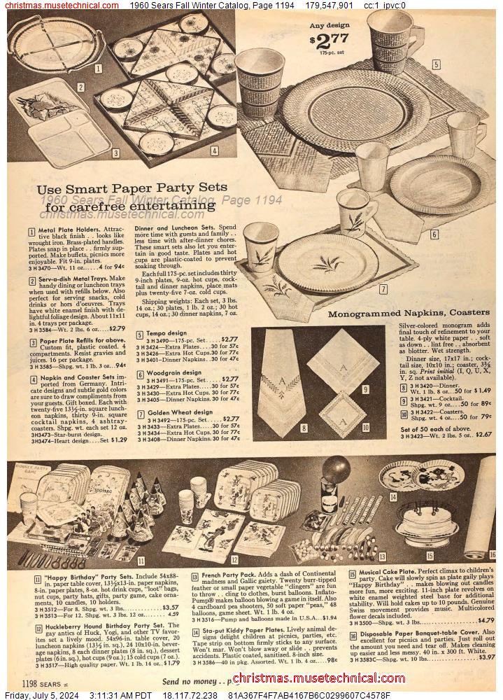 1960 Sears Fall Winter Catalog, Page 1194