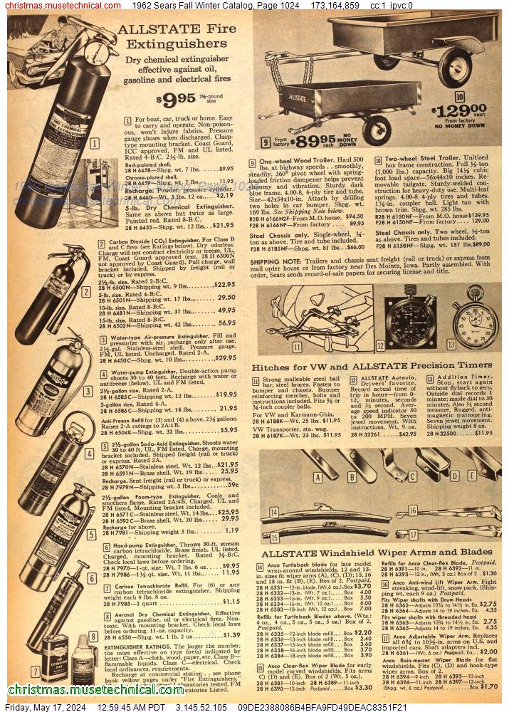 1962 Sears Fall Winter Catalog, Page 1024