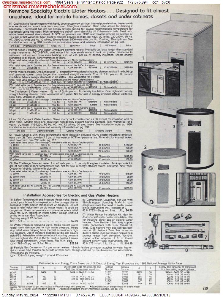 1984 Sears Fall Winter Catalog, Page 922