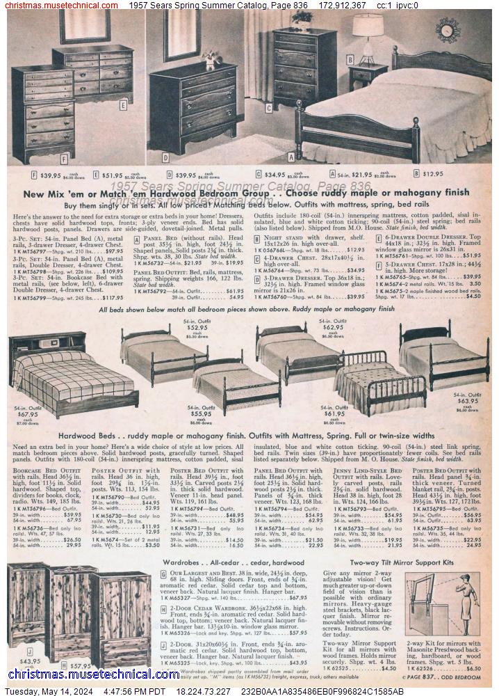 1957 Sears Spring Summer Catalog, Page 836