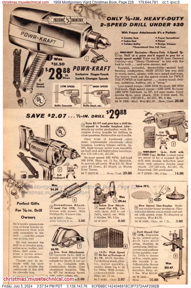 1958 Montgomery Ward Christmas Book, Page 226