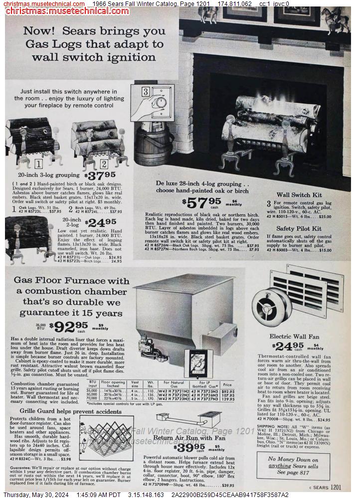 1966 Sears Fall Winter Catalog, Page 1201