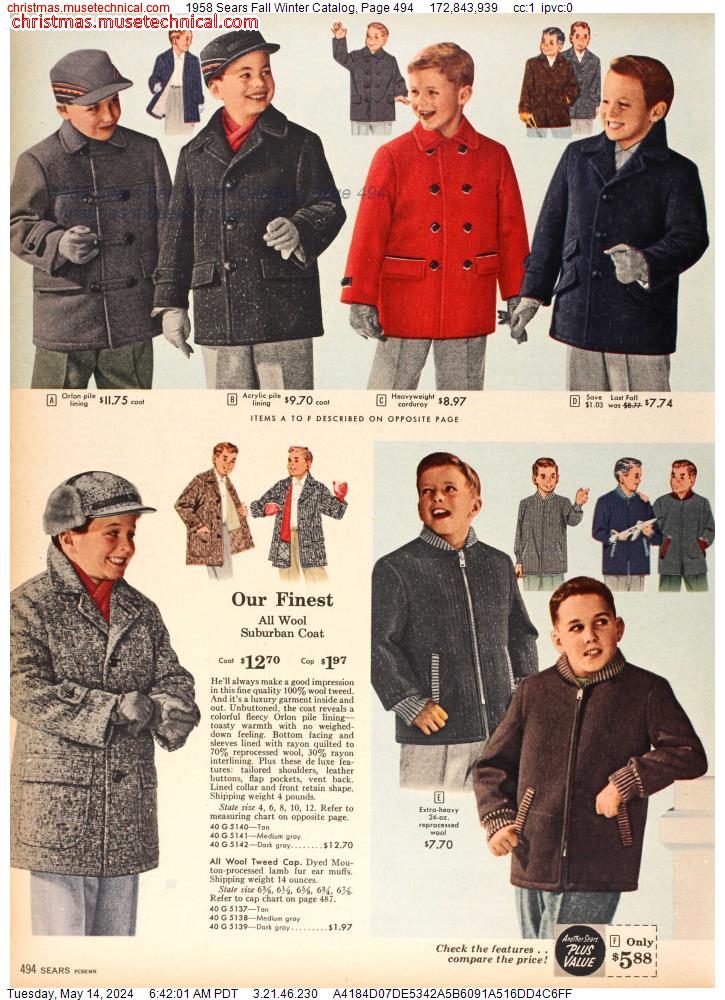 1958 Sears Fall Winter Catalog, Page 494