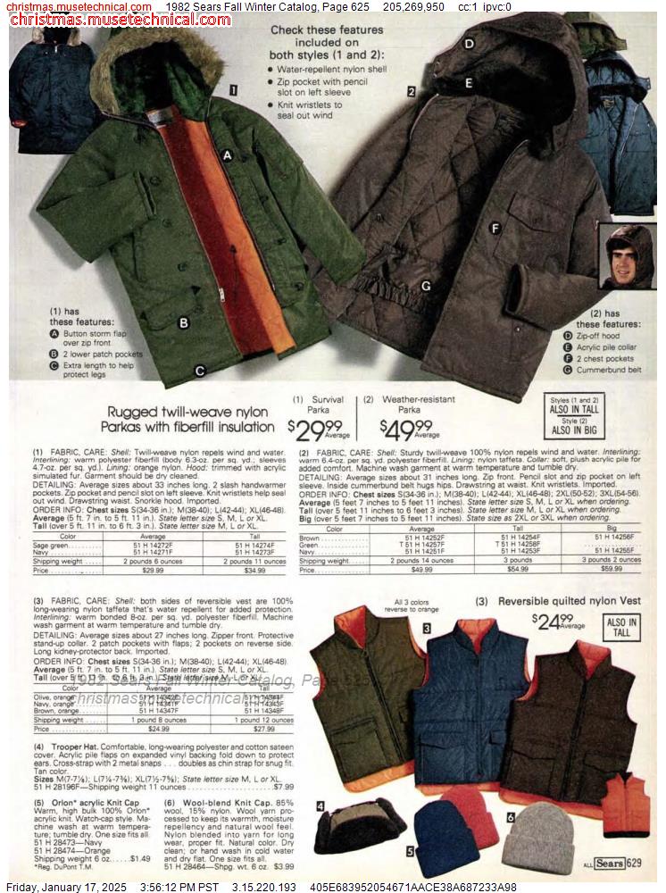 1982 Sears Fall Winter Catalog, Page 625