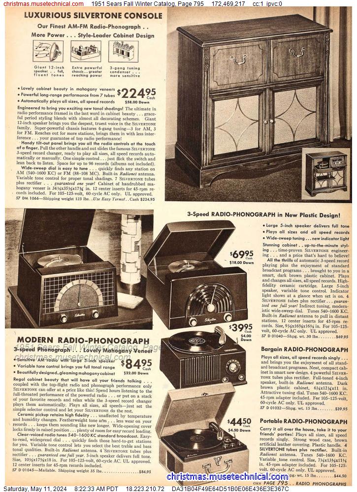 1951 Sears Fall Winter Catalog, Page 795