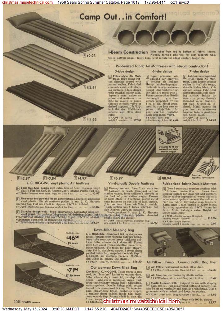 1959 Sears Spring Summer Catalog, Page 1018