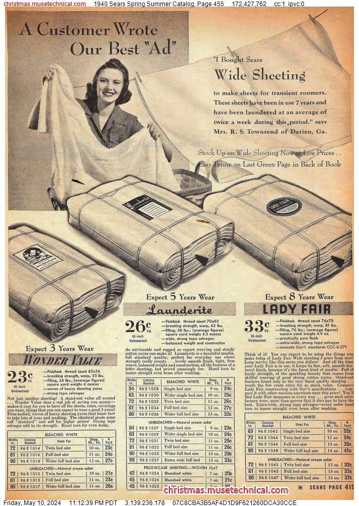 1940 Sears Spring Summer Catalog, Page 455