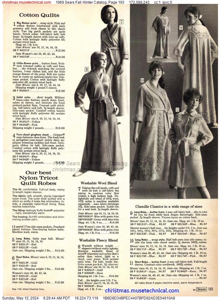 1969 Sears Fall Winter Catalog, Page 193
