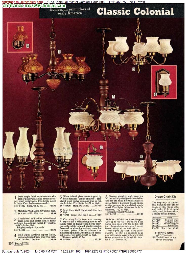 1973 Sears Fall Winter Catalog, Page 806