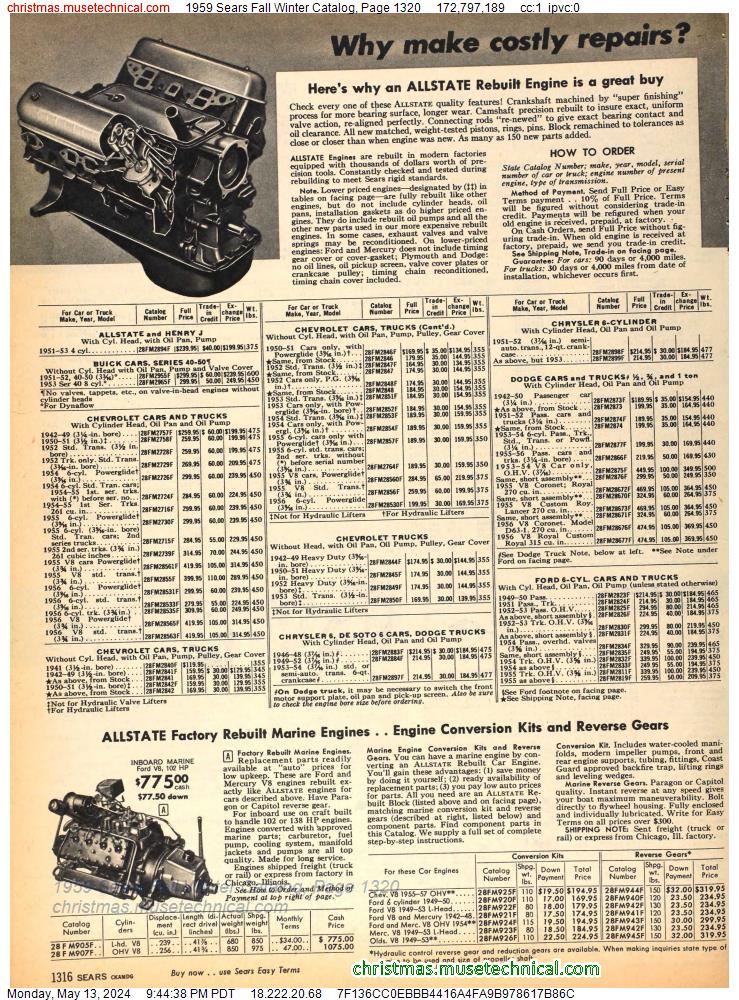 1959 Sears Fall Winter Catalog, Page 1320