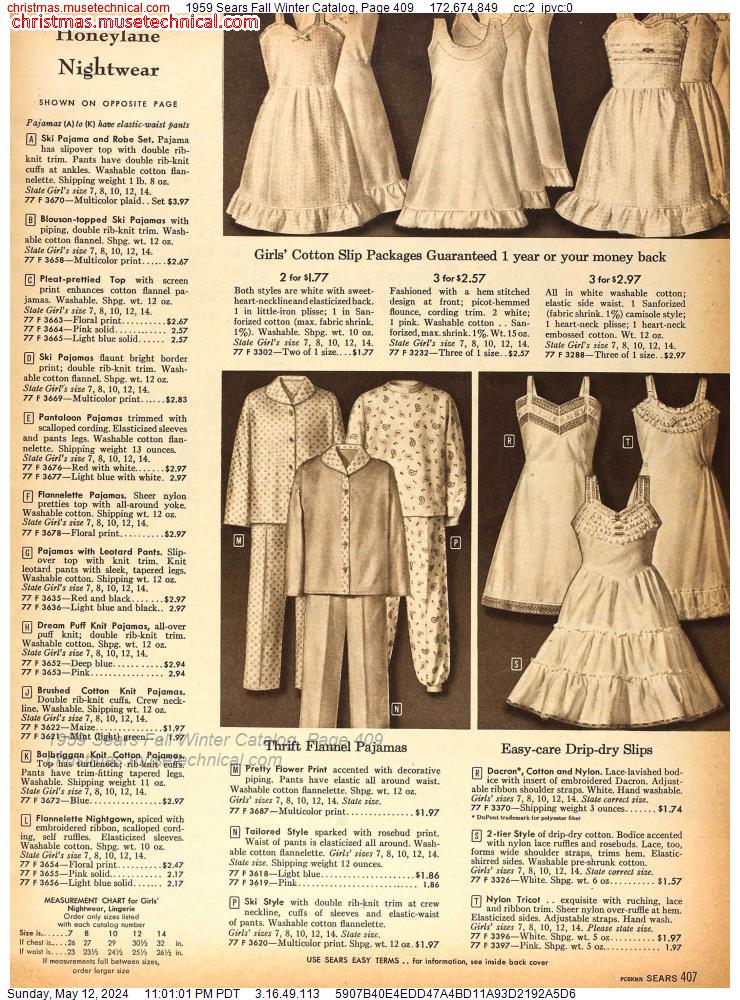 1959 Sears Fall Winter Catalog, Page 409