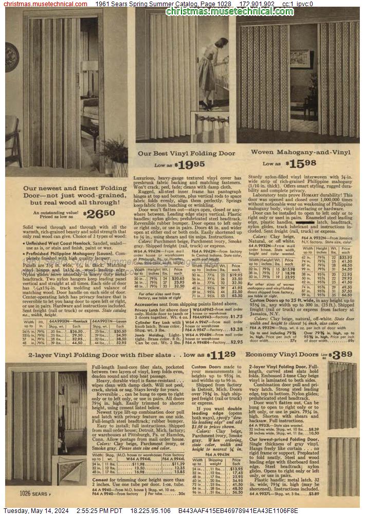 1961 Sears Spring Summer Catalog, Page 1028