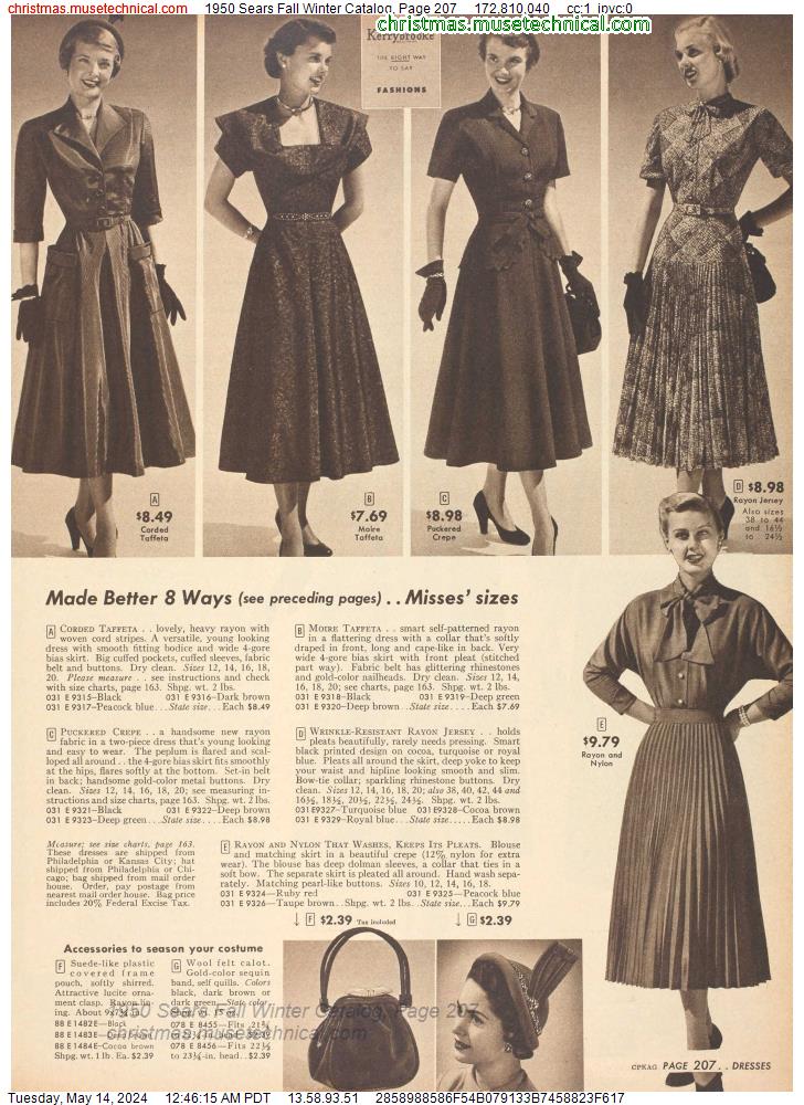 1950 Sears Fall Winter Catalog, Page 207