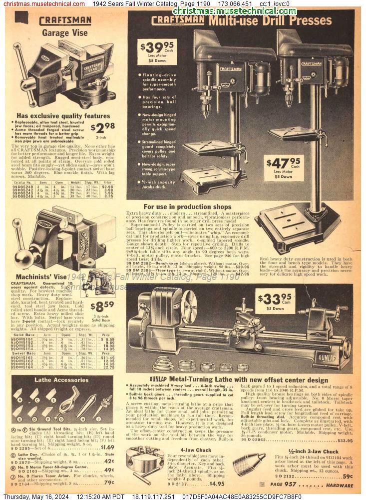 1942 Sears Fall Winter Catalog, Page 1190