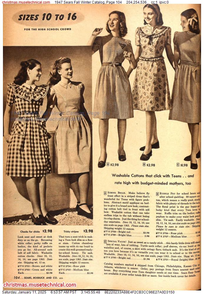 1947 Sears Fall Winter Catalog, Page 104