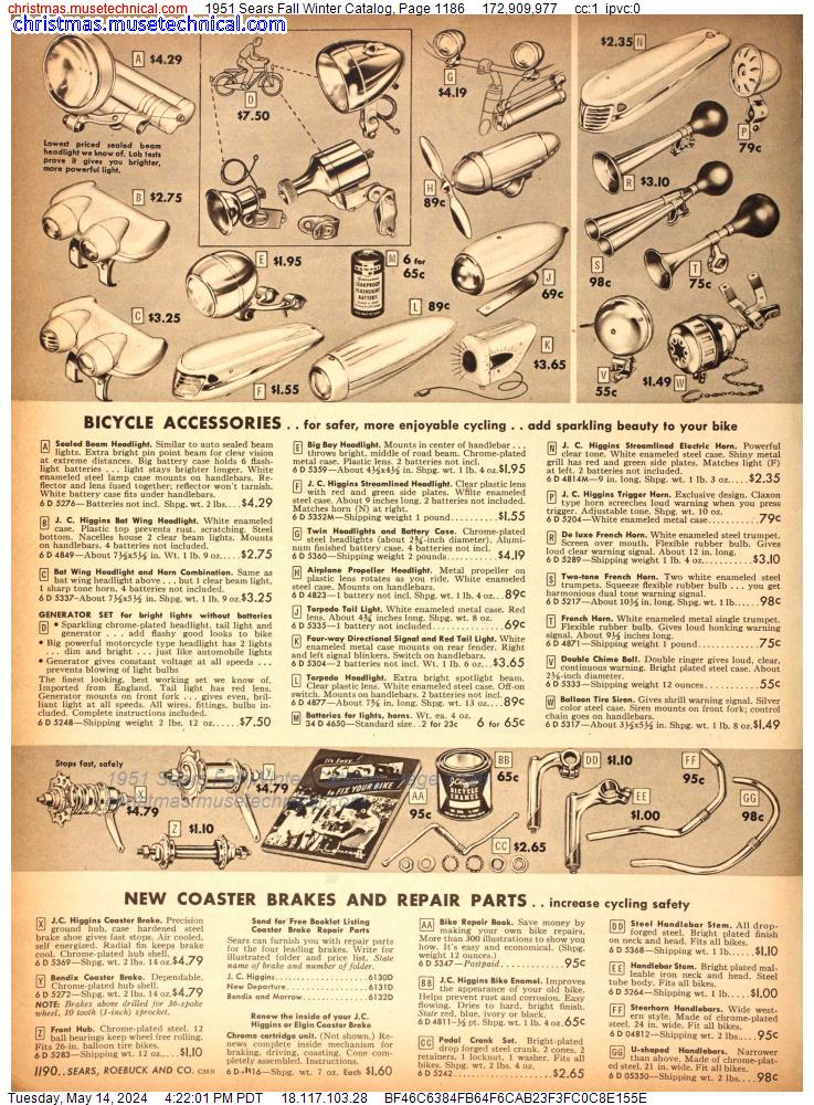 1951 Sears Fall Winter Catalog, Page 1186