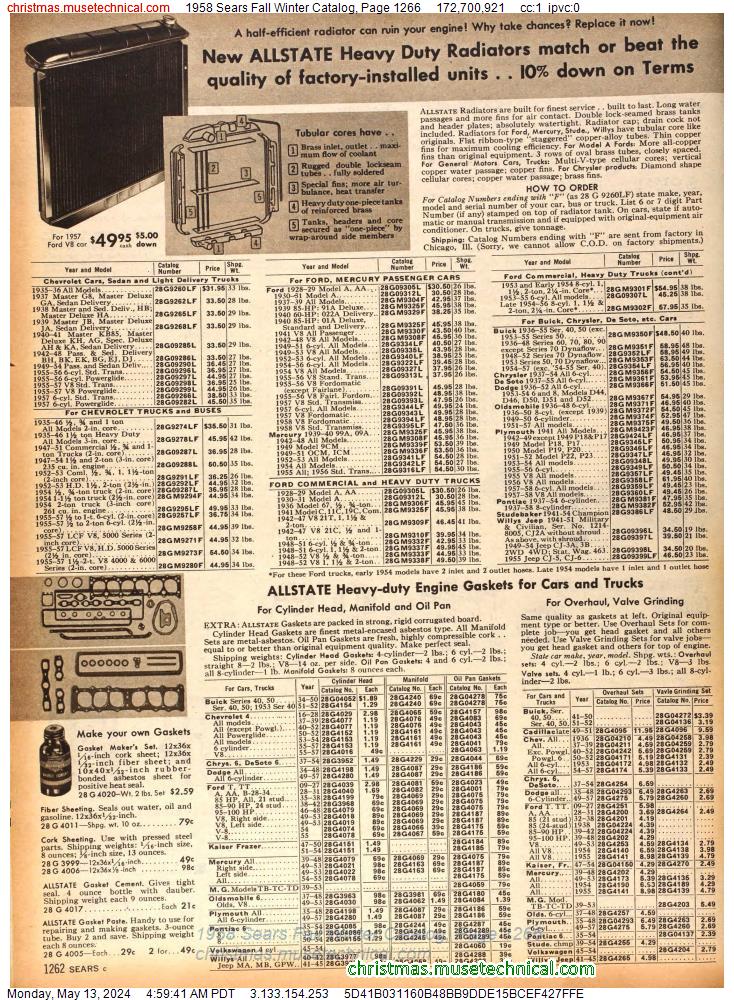 1958 Sears Fall Winter Catalog, Page 1266