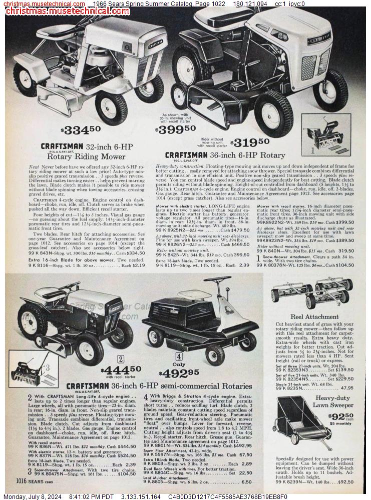1966 Sears Spring Summer Catalog, Page 1022
